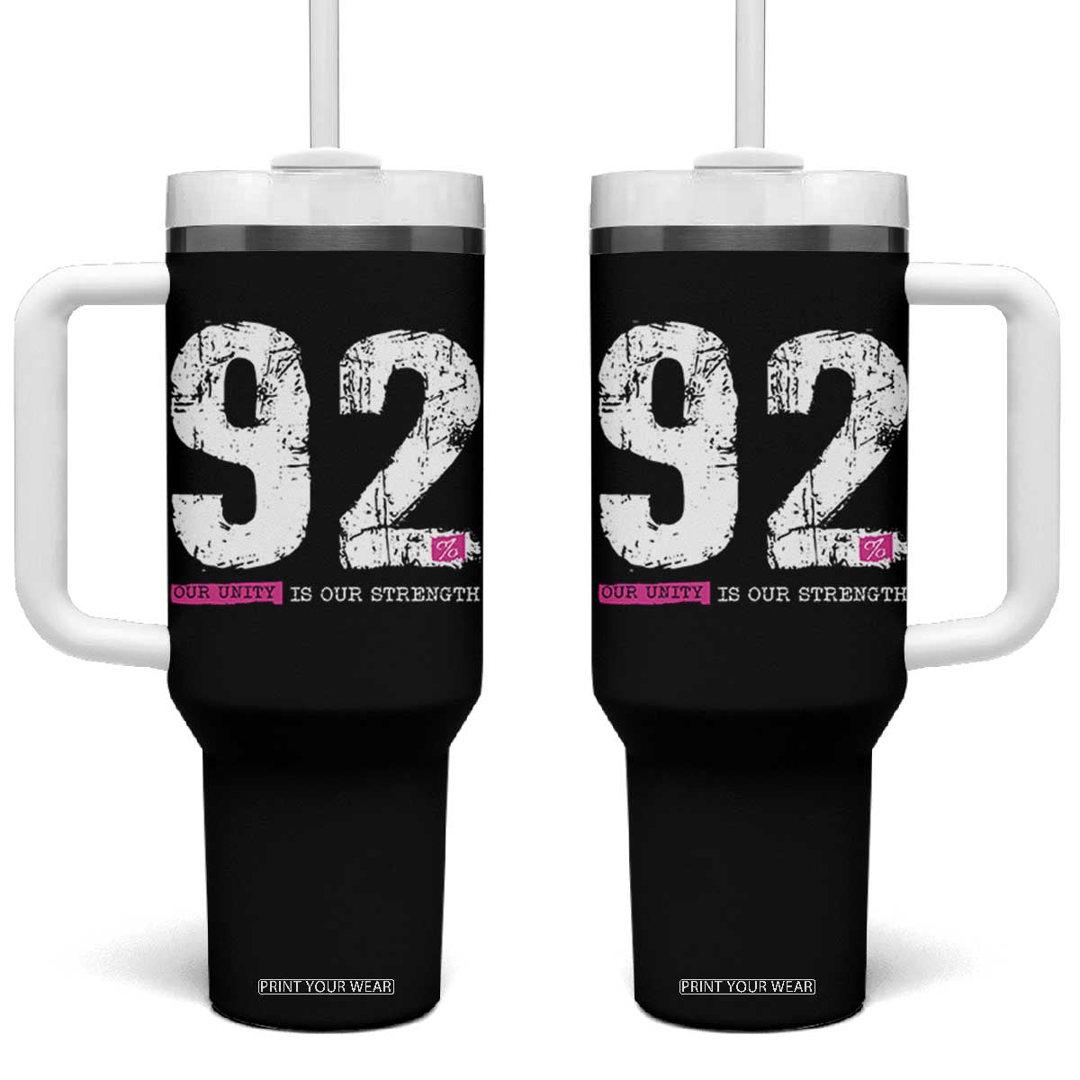 The 92% Black Women Power Tumbler With Handle Black History Month TS10 One Size: 40 oz Black Print Your Wear