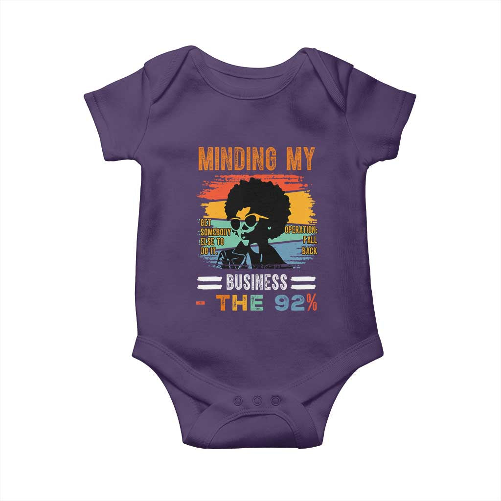 92 Percent Melanin African Women Baby Onesie Minding My Black Woman Business: The 92% TS10 Purple Print Your Wear