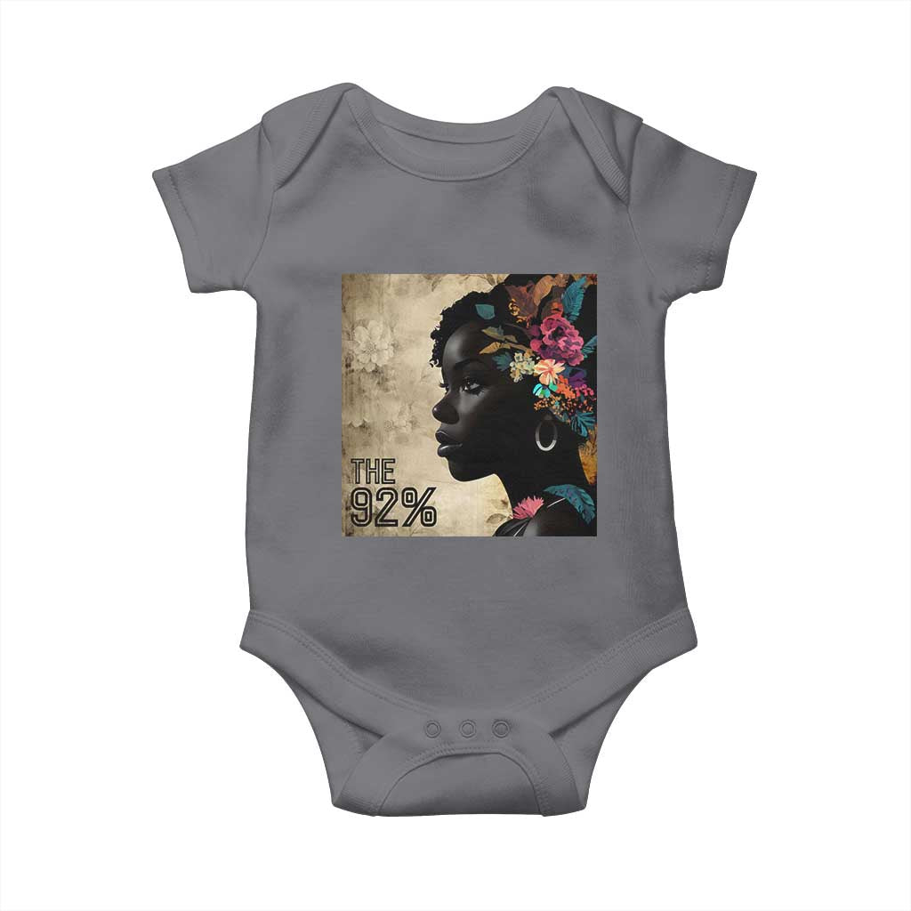 The 92% Black Women Power Baby Onesie 92 Percent Floral Melanin Girls TS10 Charcoal Print Your Wear