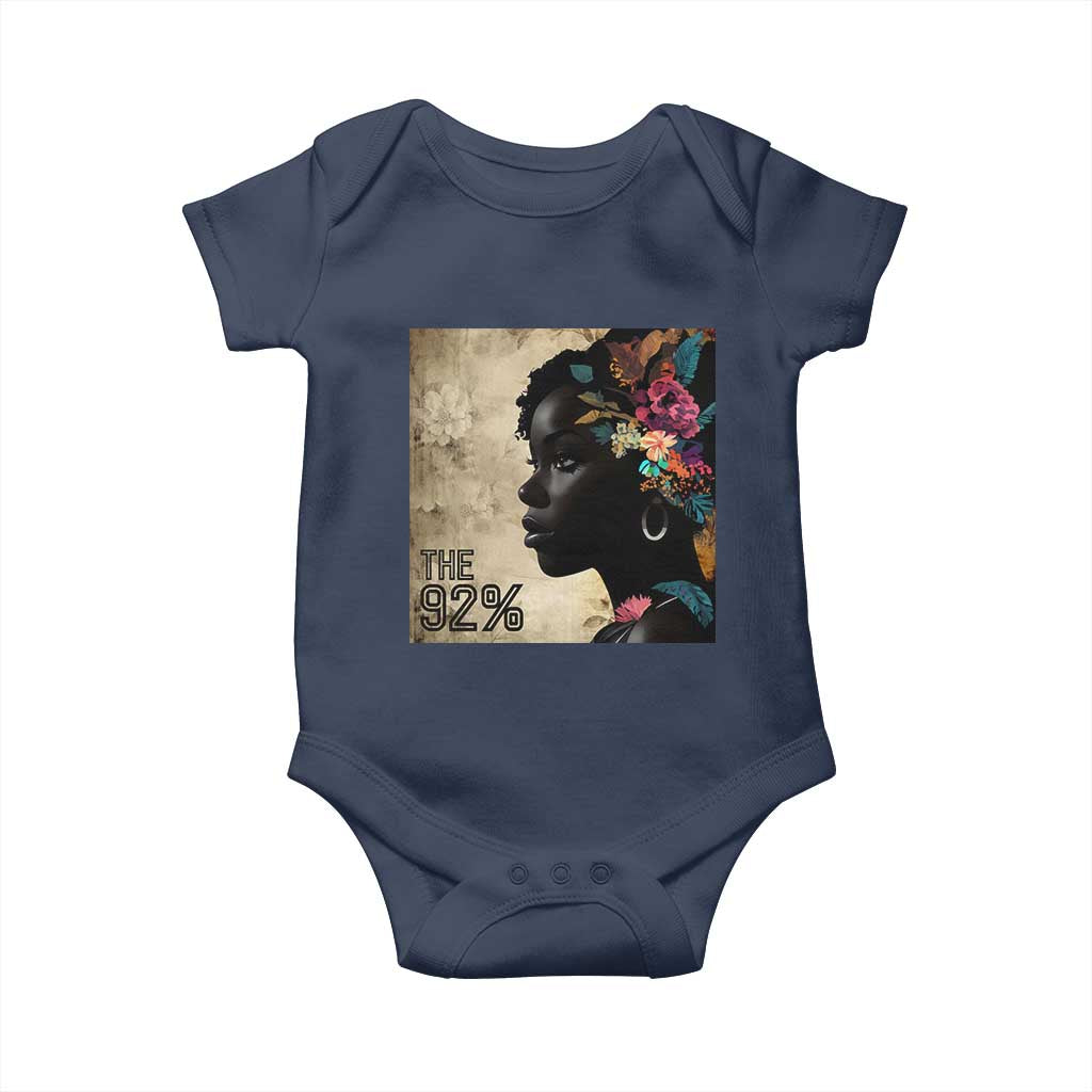 The 92% Black Women Power Baby Onesie 92 Percent Floral Melanin Girls TS10 Navy Print Your Wear