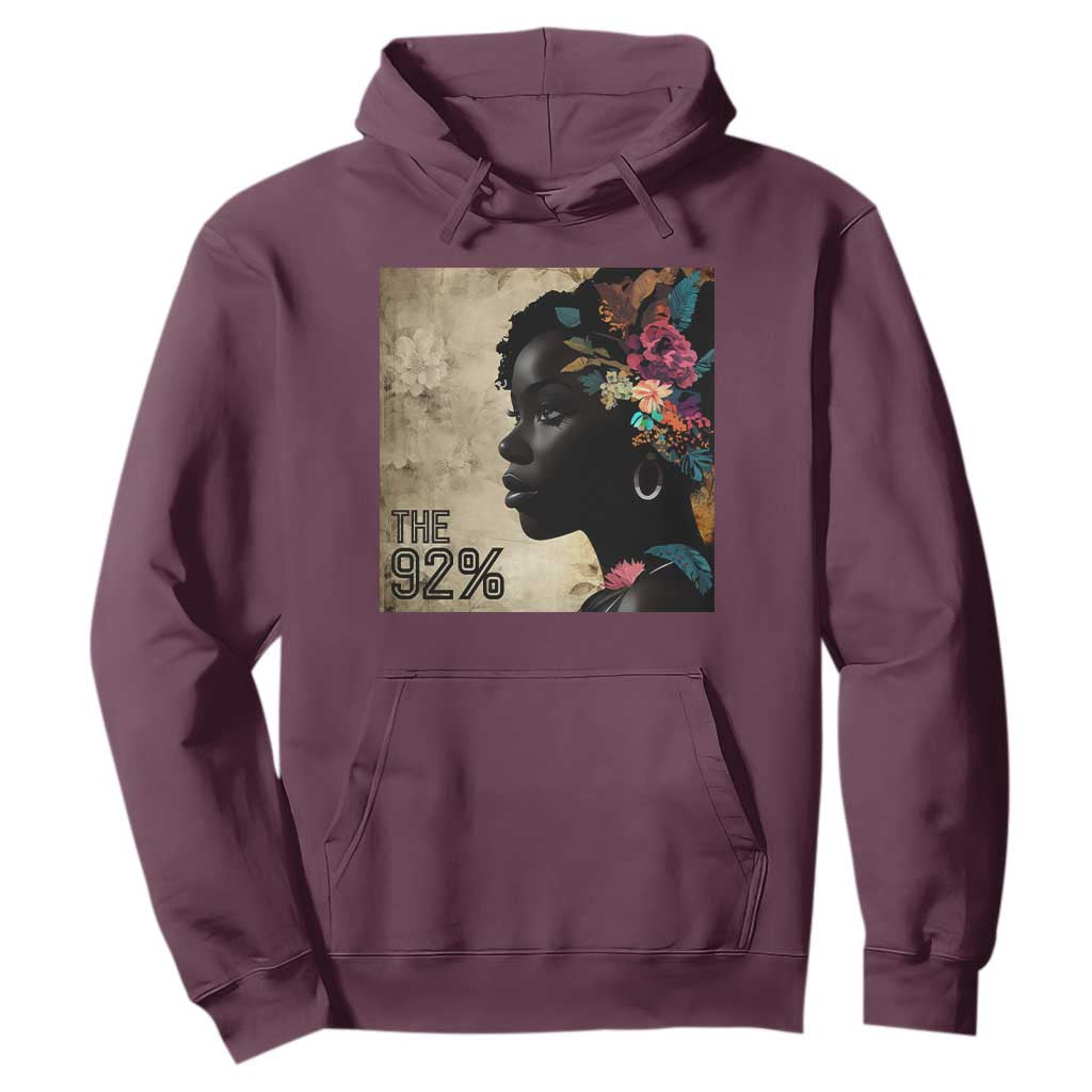 The 92% Black Women Power Hoodie 92 Percent Floral Melanin Girls TS10 Maroon Print Your Wear
