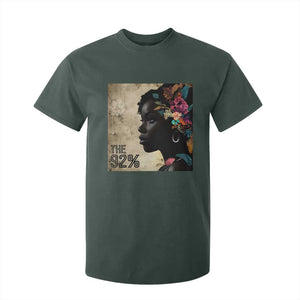 The 92% Black Women Power T Shirt For Kid 92 Percent Floral Melanin Girls TS10 Dark Forest Green Print Your Wear