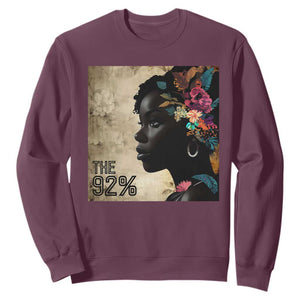 The 92% Black Women Power Sweatshirt 92 Percent Floral Melanin Girls TS10 Maroon Print Your Wear