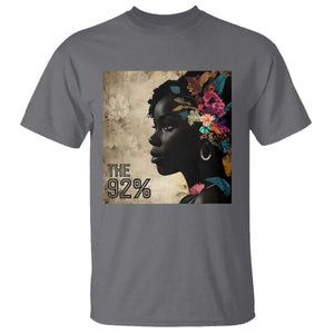 The 92% Black Women Power T Shirt 92 Percent Floral Melanin Girls TS10 Charcoal Print Your Wear