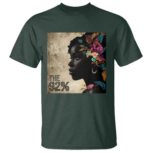 The 92% Black Women Power T Shirt 92 Percent Floral Melanin Girls TS10 Dark Forest Green Print Your Wear