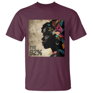 The 92% Black Women Power T Shirt 92 Percent Floral Melanin Girls TS10 Maroon Print Your Wear