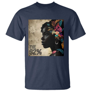 The 92% Black Women Power T Shirt 92 Percent Floral Melanin Girls TS10 Navy Print Your Wear