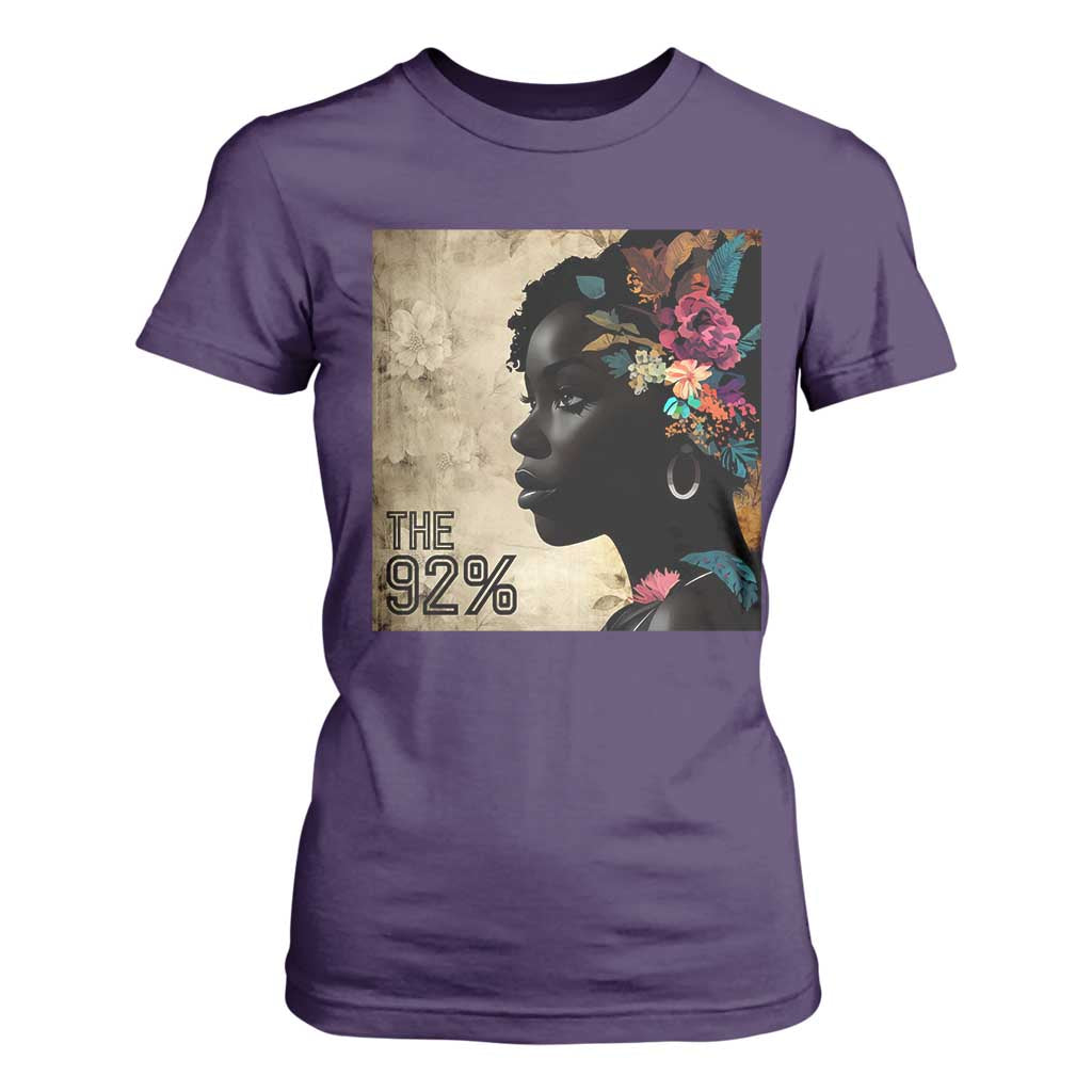 The 92% Black Women Power T Shirt For Women 92 Percent Floral Melanin Girls TS10 Purple Print Your Wear
