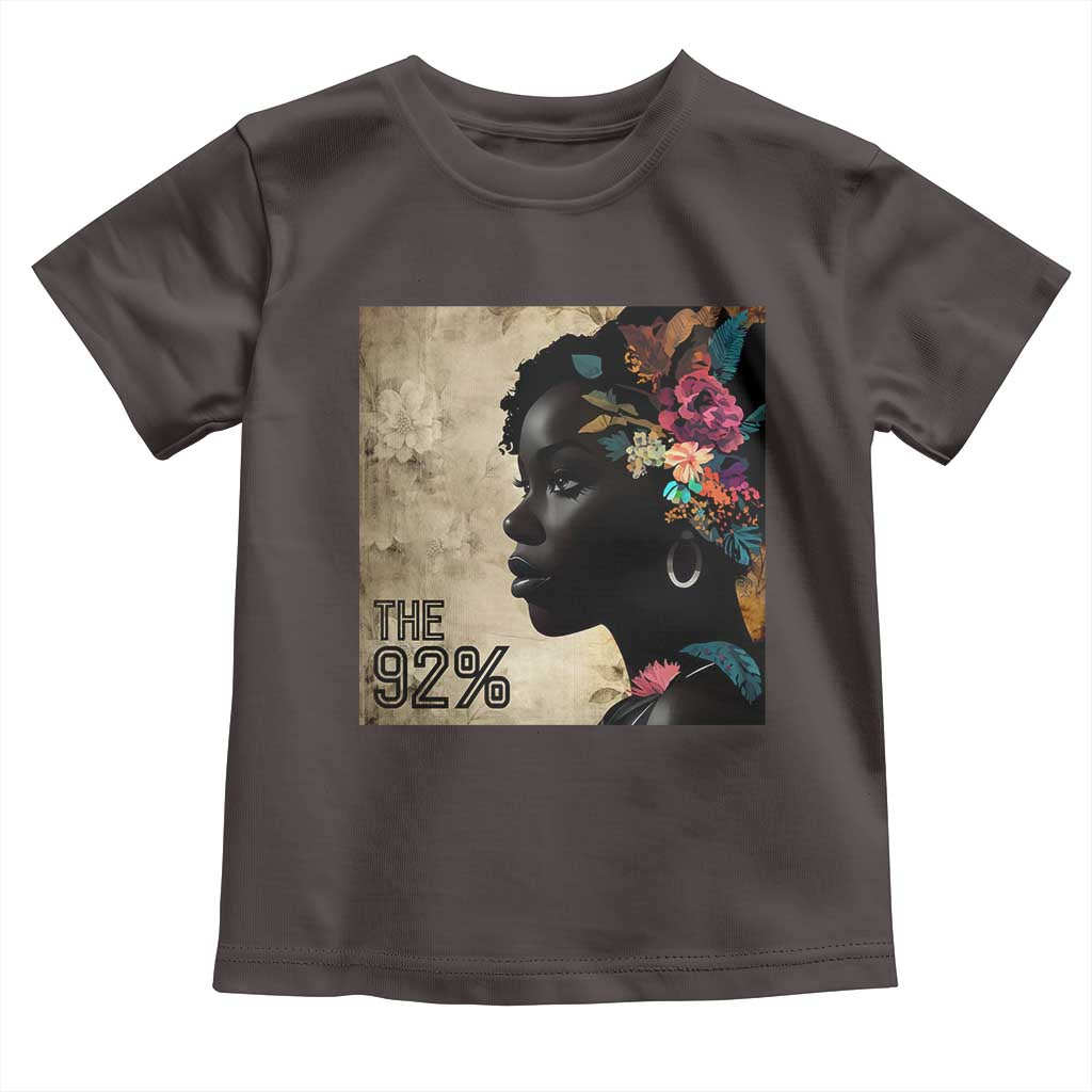 The 92% Black Women Power Toddler T Shirt 92 Percent Floral Melanin Girls TS10 Dark Chocolate Print Your Wear