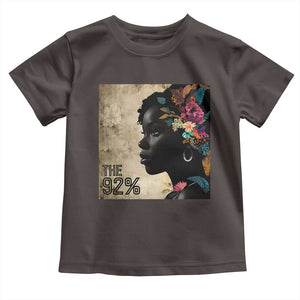 The 92% Black Women Power Toddler T Shirt 92 Percent Floral Melanin Girls TS10 Dark Chocolate Print Your Wear
