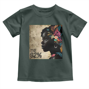 The 92% Black Women Power Toddler T Shirt 92 Percent Floral Melanin Girls TS10 Dark Forest Green Print Your Wear