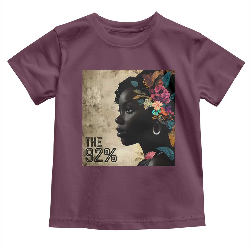 The 92% Black Women Power Toddler T Shirt 92 Percent Floral Melanin Girls TS10 Maroon Print Your Wear