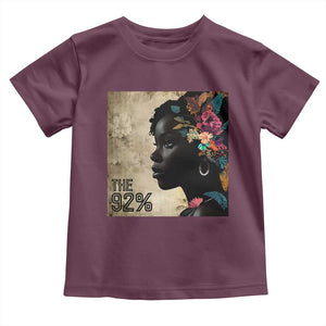The 92% Black Women Power Toddler T Shirt 92 Percent Floral Melanin Girls TS10 Maroon Print Your Wear