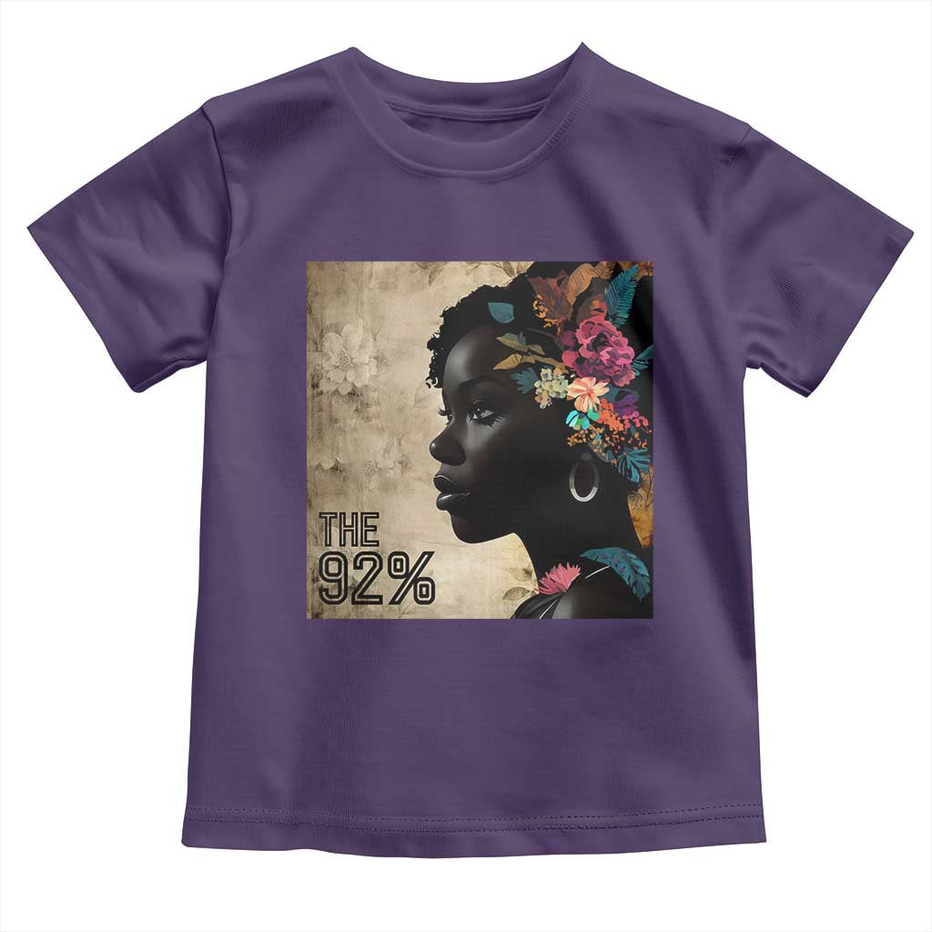 The 92% Black Women Power Toddler T Shirt 92 Percent Floral Melanin Girls TS10 Purple Print Your Wear
