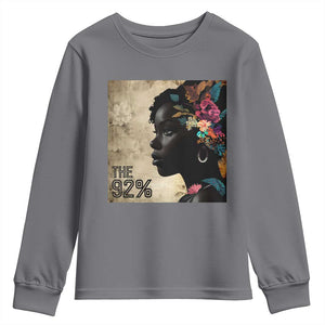 The 92% Black Women Power Youth Sweatshirt 92 Percent Floral Melanin Girls TS10 Charcoal Print Your Wear