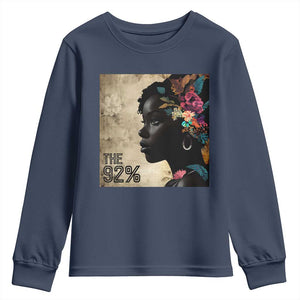 The 92% Black Women Power Youth Sweatshirt 92 Percent Floral Melanin Girls TS10 Navy Print Your Wear