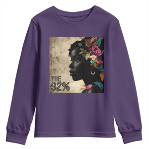 The 92% Black Women Power Youth Sweatshirt 92 Percent Floral Melanin Girls TS10 Purple Print Your Wear