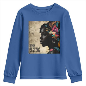 The 92% Black Women Power Youth Sweatshirt 92 Percent Floral Melanin Girls TS10 Royal Blue Print Your Wear
