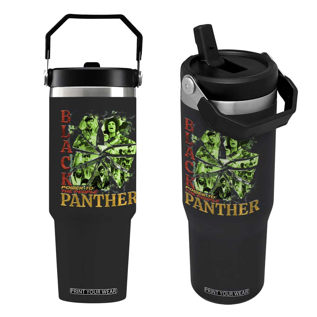 Vintage Black Panther Party Flip Straw Tumbler Newton Seale Shakur Black History Month Juneteenth TS10 One Size: 30 oz Black Print Your Wear