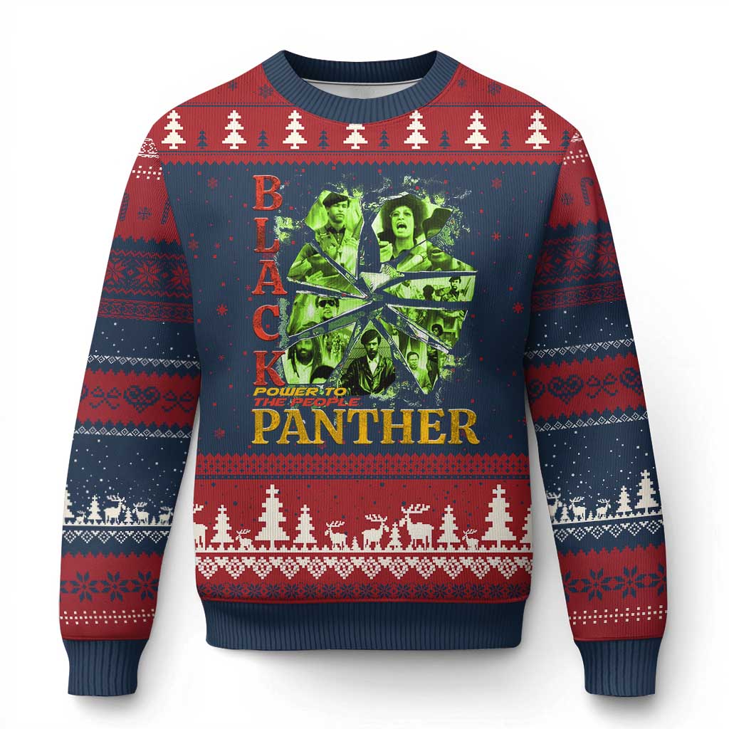 Vintage Black Panther Party Ugly Christmas Sweater Newton Seale Shakur Black History Month Juneteenth TS10 Navy Red Print Your Wear