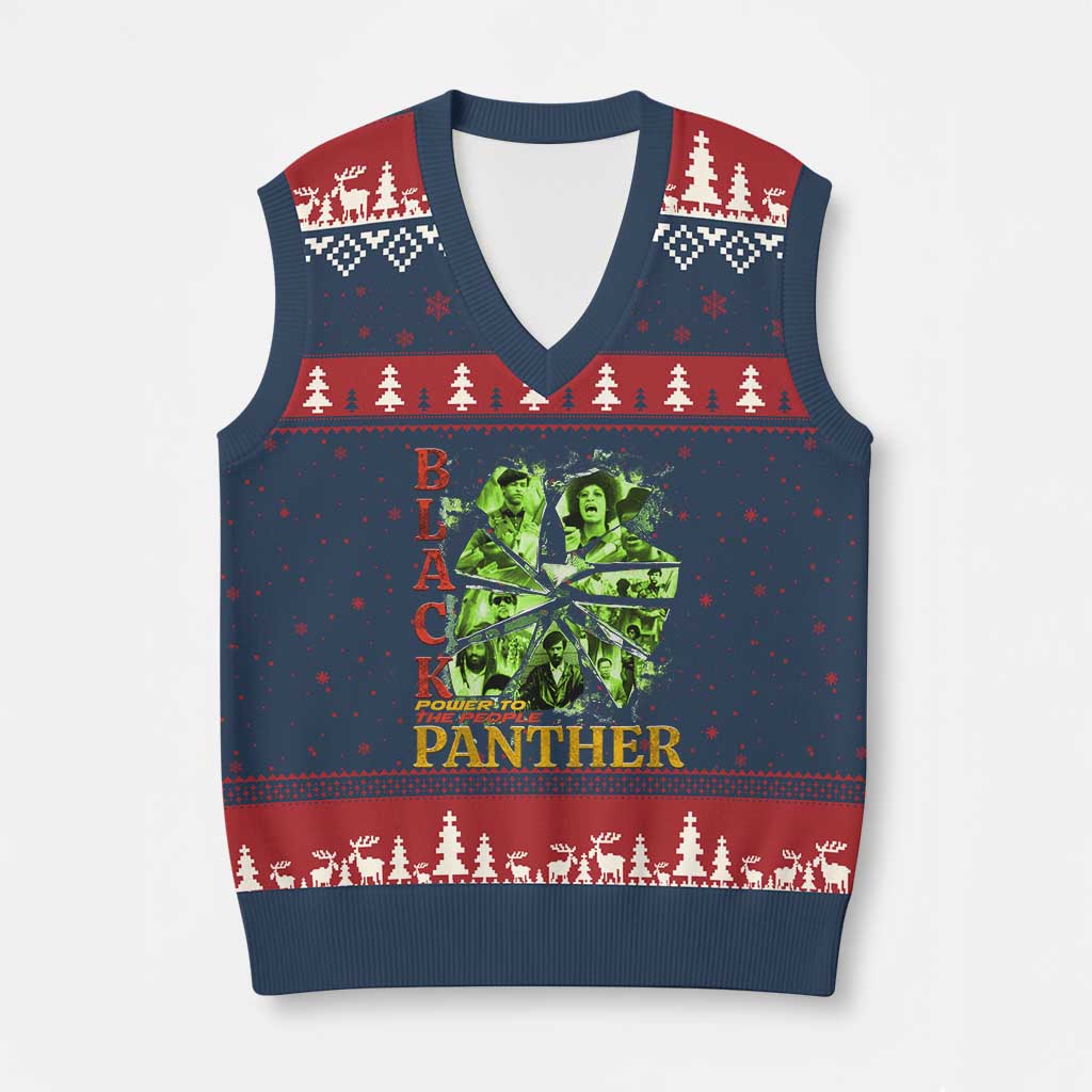 Vintage Black Panther Party V-Neck Knit Sweater Vest Newton Seale Shakur Black History Month Juneteenth TS10 Navy Red Print Your Wear