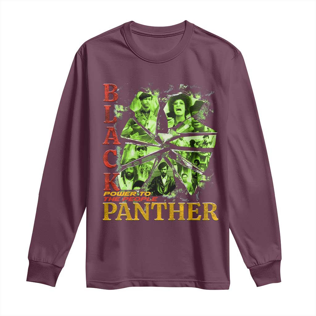 Vintage Black Panther Party Long Sleeve Shirt Newton Seale Shakur Black History Month Juneteenth TS10 Maroon Print Your Wear