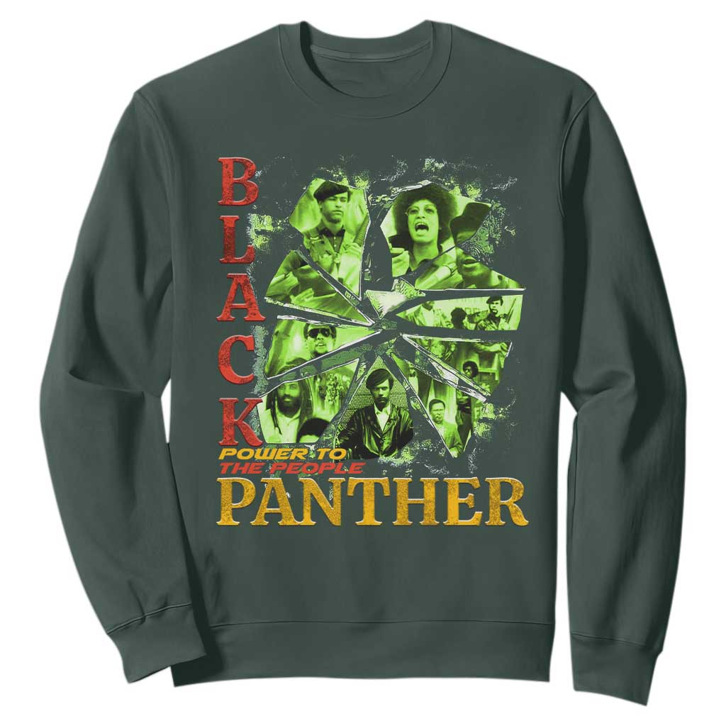 Vintage Black Panther Party Sweatshirt Newton Seale Shakur Black History Month Juneteenth TS10 Dark Forest Green Print Your Wear