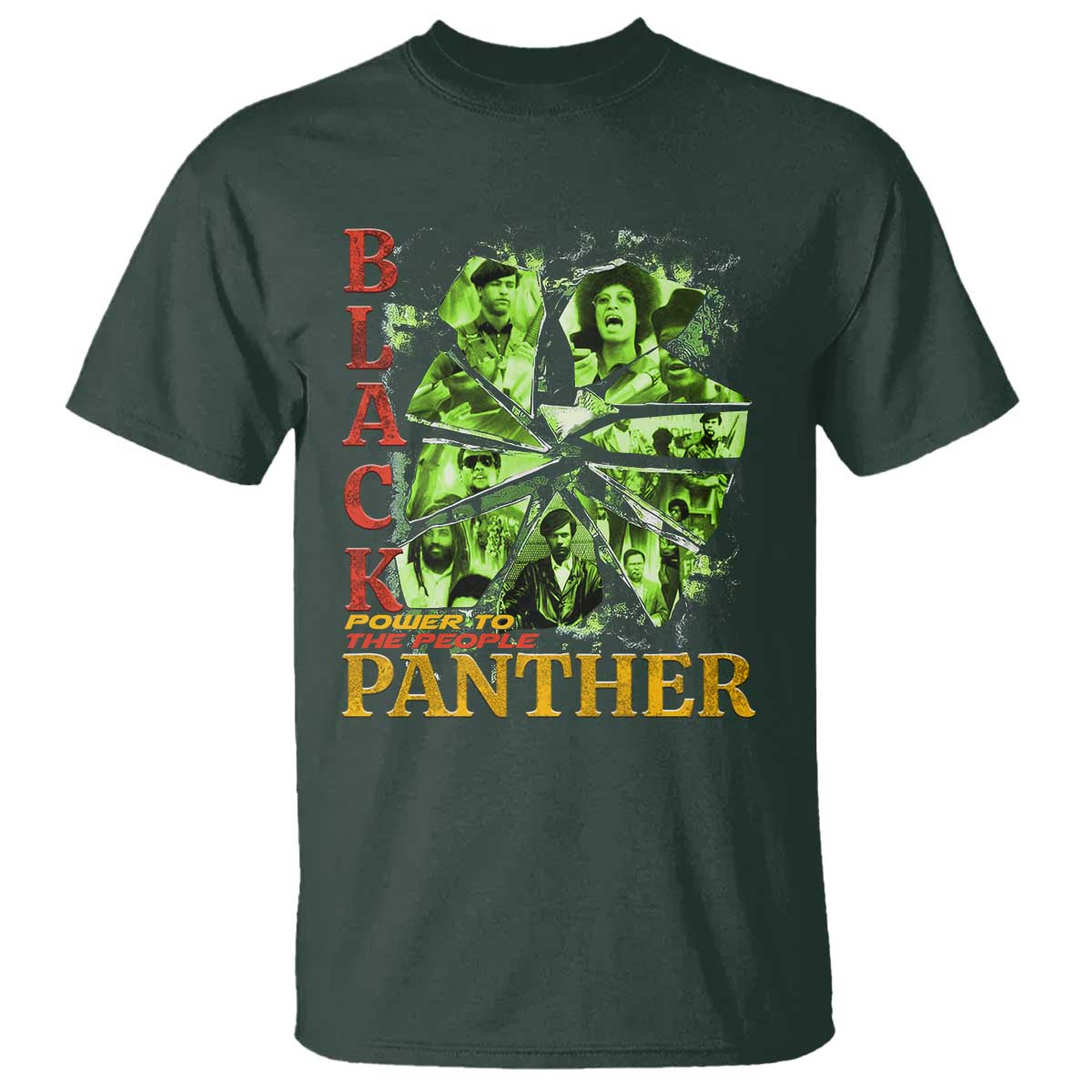 Vintage Black Panther Party T Shirt Newton Seale Shakur Black History Month Juneteenth TS10 Dark Forest Green Print Your Wear