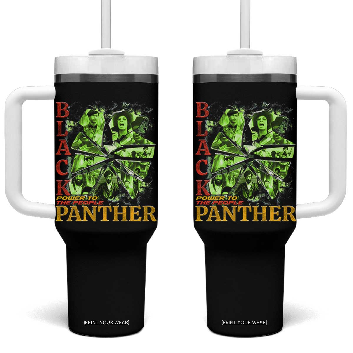 Vintage Black Panther Party Tumbler With Handle Newton Seale Shakur Black History Month Juneteenth TS10 One Size: 40 oz Black Print Your Wear