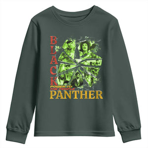 Vintage Black Panther Party Youth Sweatshirt Newton Seale Shakur Black History Month Juneteenth TS10 Dark Forest Green Print Your Wear