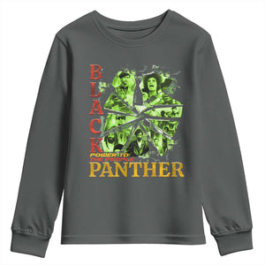 Vintage Black Panther Party Youth Sweatshirt Newton Seale Shakur Black History Month Juneteenth TS10 Dark Heather Print Your Wear