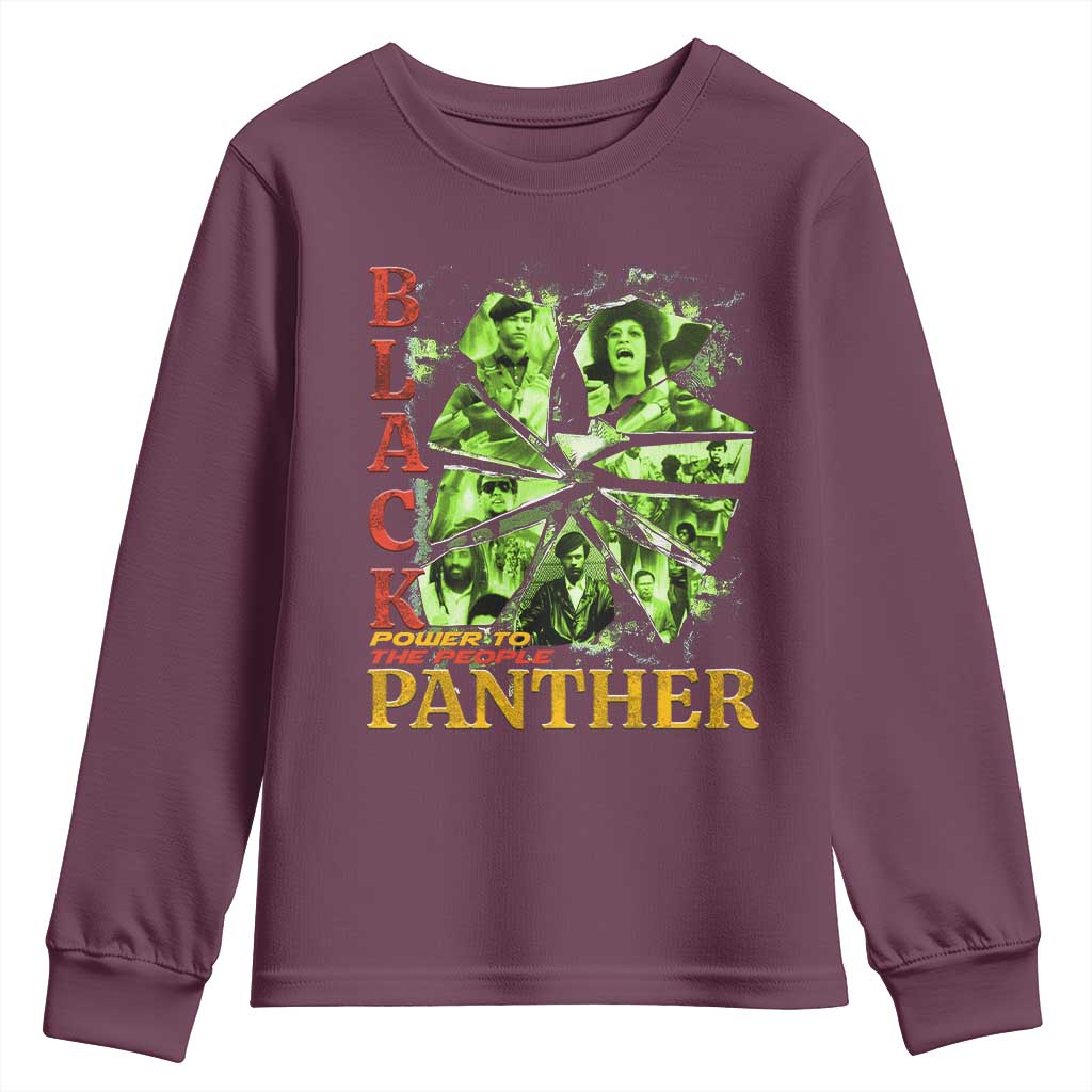 Vintage Black Panther Party Youth Sweatshirt Newton Seale Shakur Black History Month Juneteenth TS10 Maroon Print Your Wear