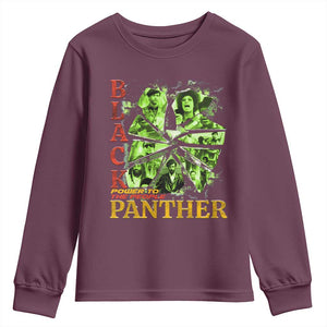 Vintage Black Panther Party Youth Sweatshirt Newton Seale Shakur Black History Month Juneteenth TS10 Maroon Print Your Wear
