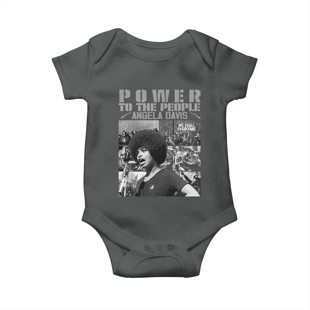 Power To The People Baby Onesie Black History Angela Davis Black Panther Party TS10 Dark Heather Print Your Wear