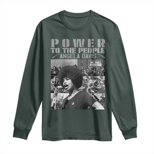 Power To The People Long Sleeve Shirt Black History Angela Davis Black Panther Party TS10 Dark Forest Green Print Your Wear
