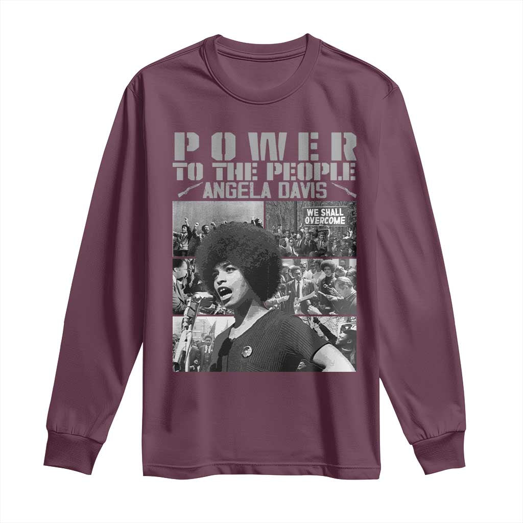 Power To The People Long Sleeve Shirt Black History Angela Davis Black Panther Party TS10 Maroon Print Your Wear