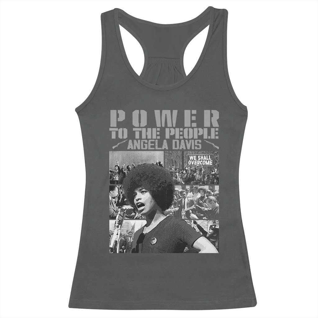 Power To The People Racerback Tank Top Black History Angela Davis Black Panther Party TS10 Dark Heather Print Your Wear