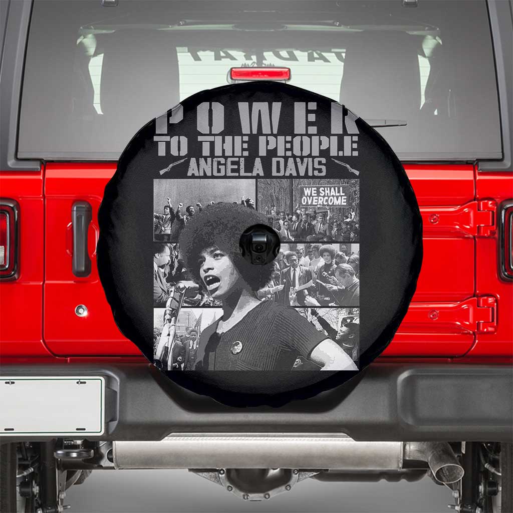 Power To The People Spare Tire Cover Black History Angela Davis Black Panther Party TS10 Black Print Your Wear