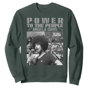 Power To The People Sweatshirt Black History Angela Davis Black Panther Party TS10 Dark Forest Green Print Your Wear