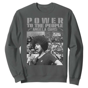 Power To The People Sweatshirt Black History Angela Davis Black Panther Party TS10 Dark Heather Print Your Wear