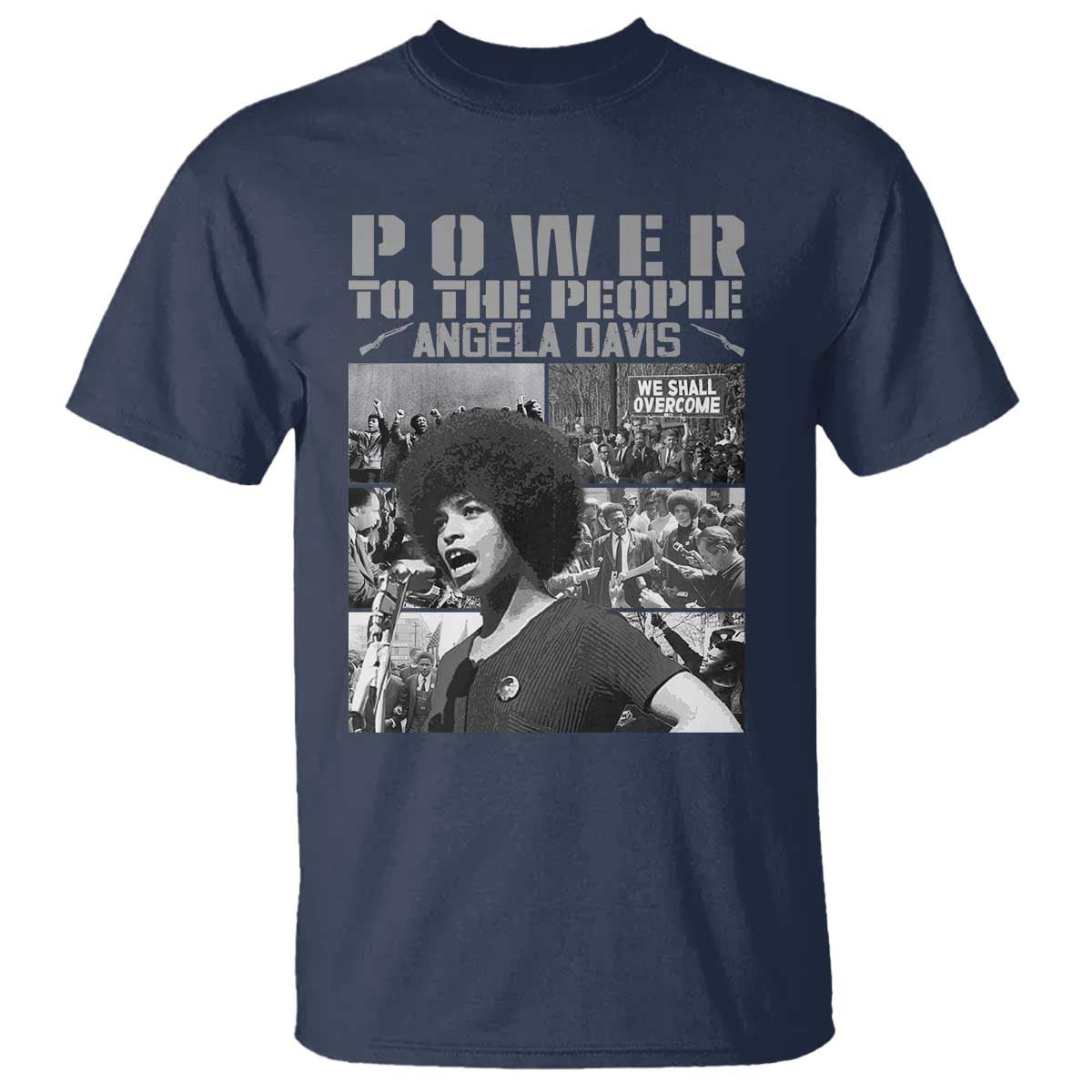 Power To The People T Shirt Black History Angela Davis Black Panther Party TS10 Navy Print Your Wear