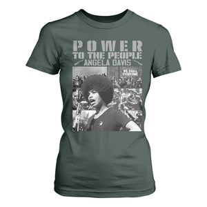 Power To The People T Shirt For Women Black History Angela Davis Black Panther Party TS10 Dark Forest Green Print Your Wear