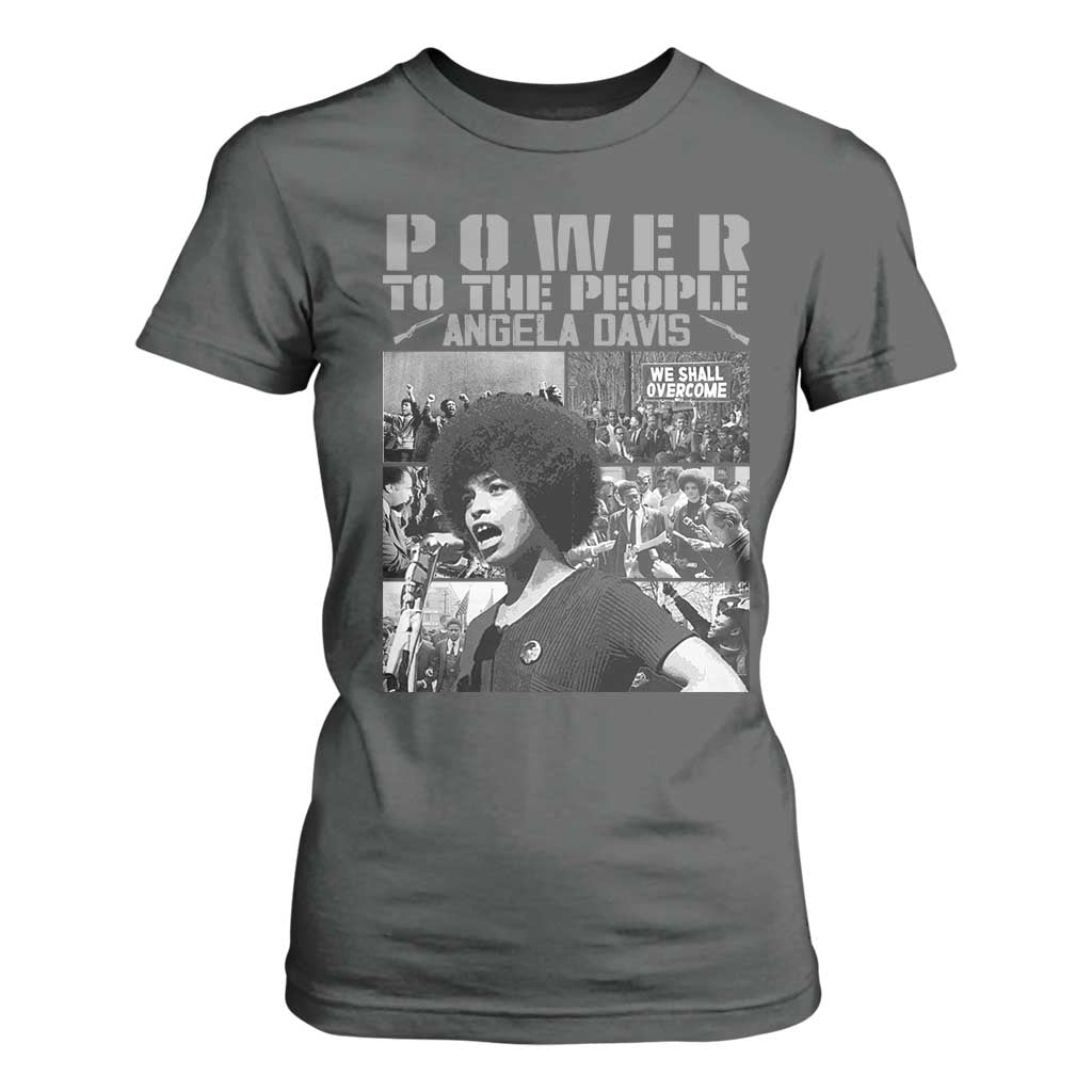 Power To The People T Shirt For Women Black History Angela Davis Black Panther Party TS10 Dark Heather Print Your Wear