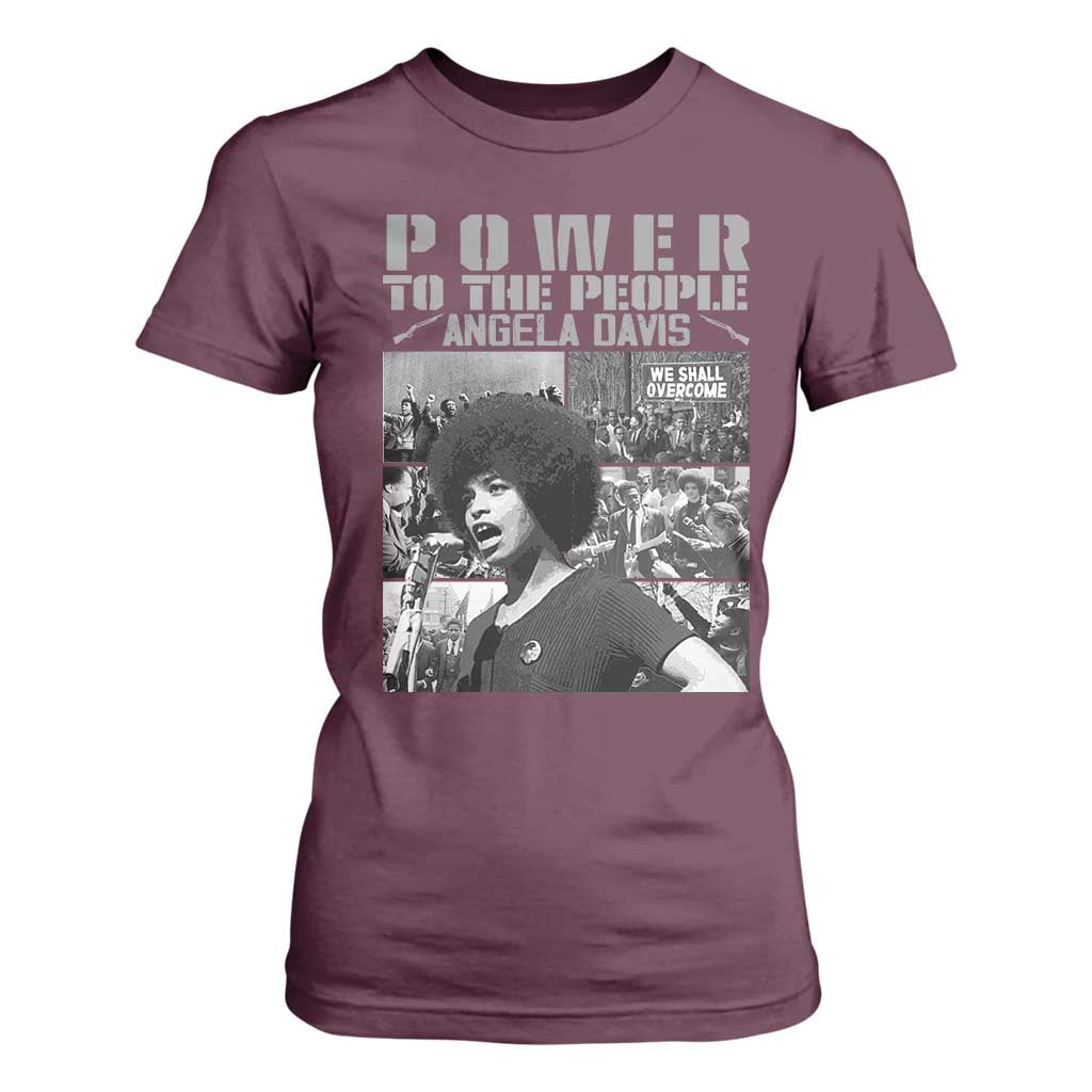 Power To The People T Shirt For Women Black History Angela Davis Black Panther Party TS10 Maroon Print Your Wear