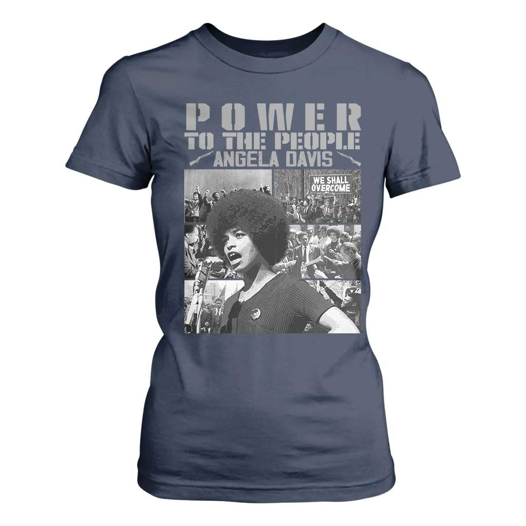 Power To The People T Shirt For Women Black History Angela Davis Black Panther Party TS10 Navy Print Your Wear