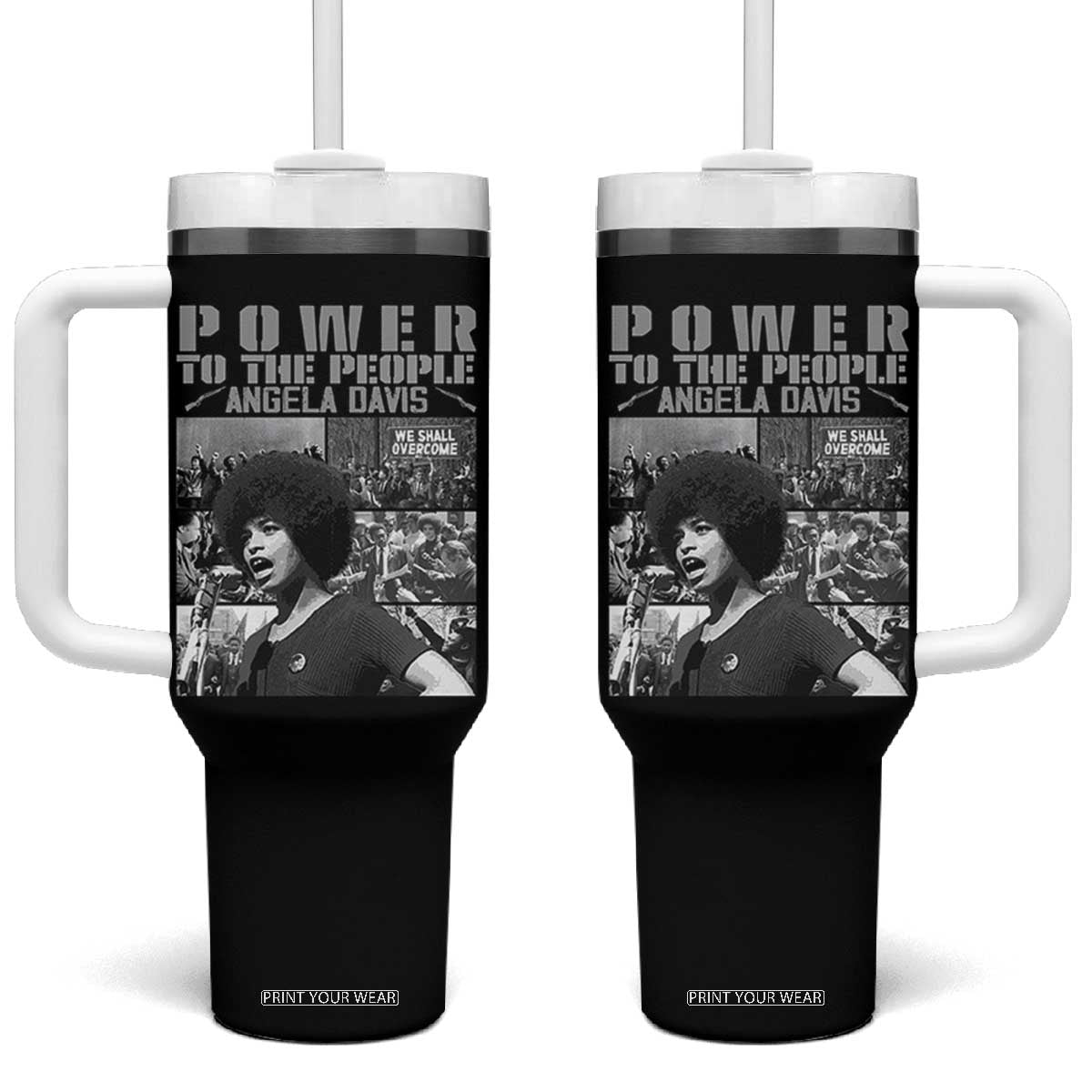 Power To The People Tumbler With Handle Black History Angela Davis Black Panther Party TS10 One Size: 40 oz Black Print Your Wear