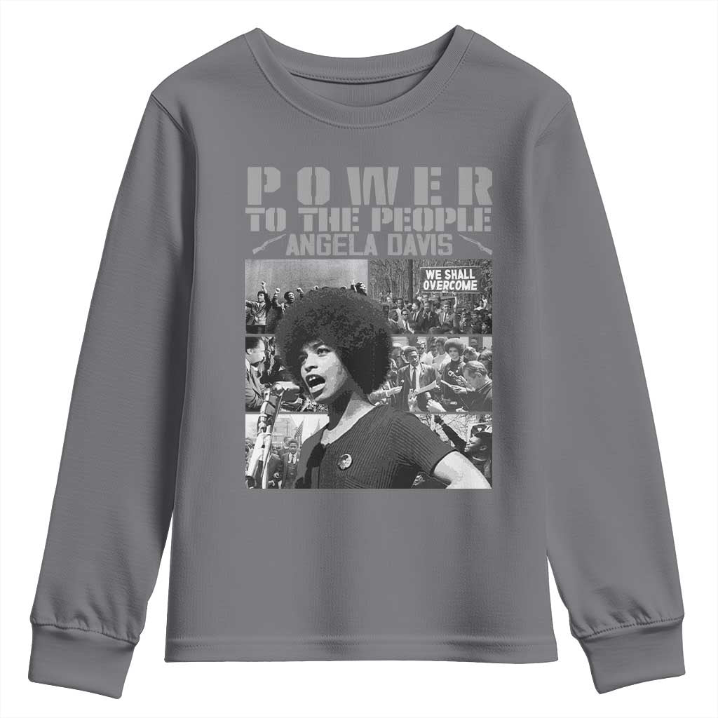 Power To The People Youth Sweatshirt Black History Angela Davis Black Panther Party TS10 Charcoal Print Your Wear