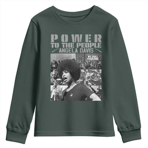 Power To The People Youth Sweatshirt Black History Angela Davis Black Panther Party TS10 Dark Forest Green Print Your Wear