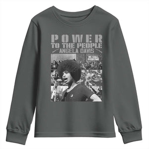 Power To The People Youth Sweatshirt Black History Angela Davis Black Panther Party TS10 Dark Heather Print Your Wear
