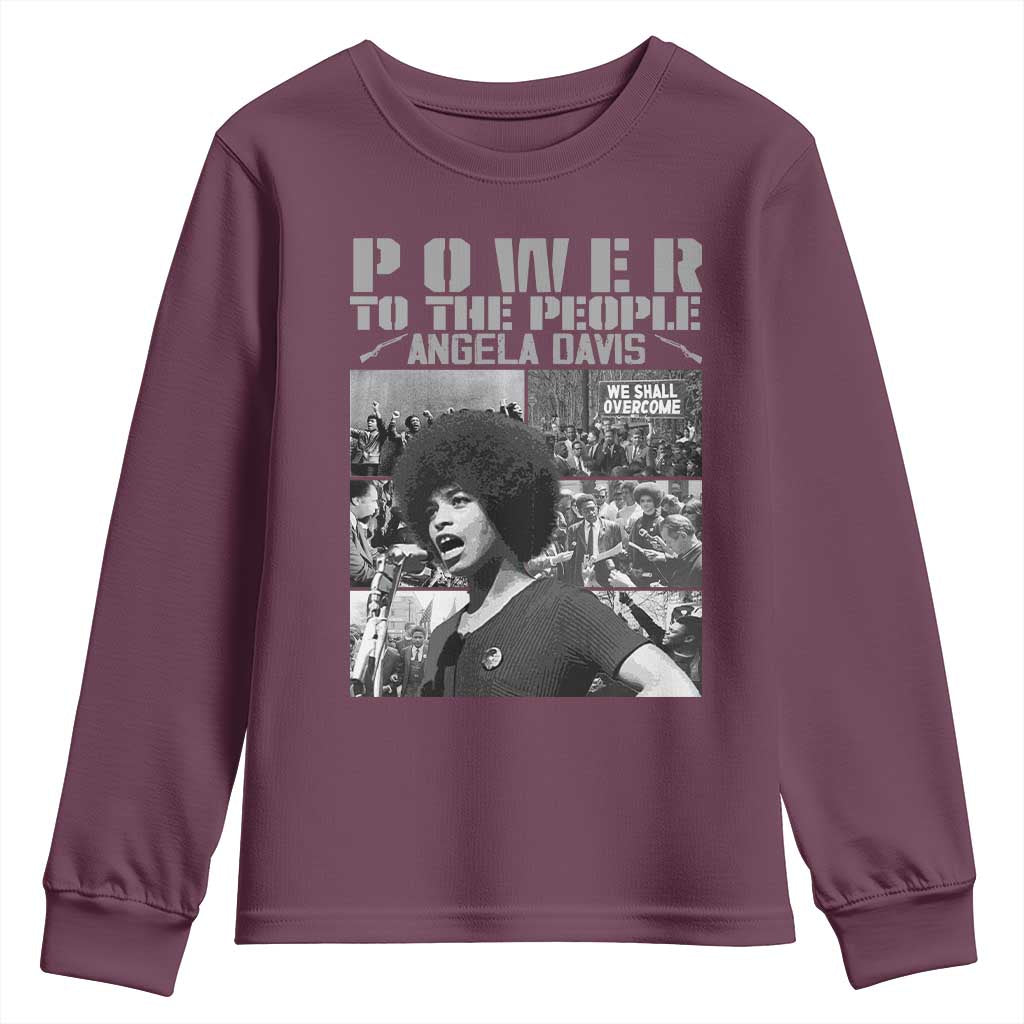 Power To The People Youth Sweatshirt Black History Angela Davis Black Panther Party TS10 Maroon Print Your Wear